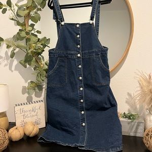 Super cute jean denim overall dress sz large fits like a sz medium
